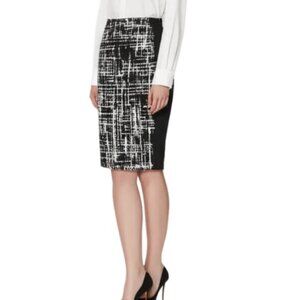 Cynthia Rowley Pencil Skirt Black and White Abstract Stretch Womens Size Medium